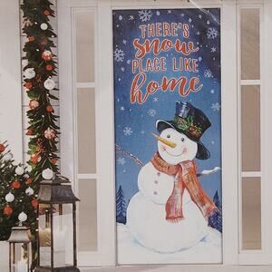 Holiday Style Snowman Door Cover 30x72 There's Snow Place Like Home Winter Decor